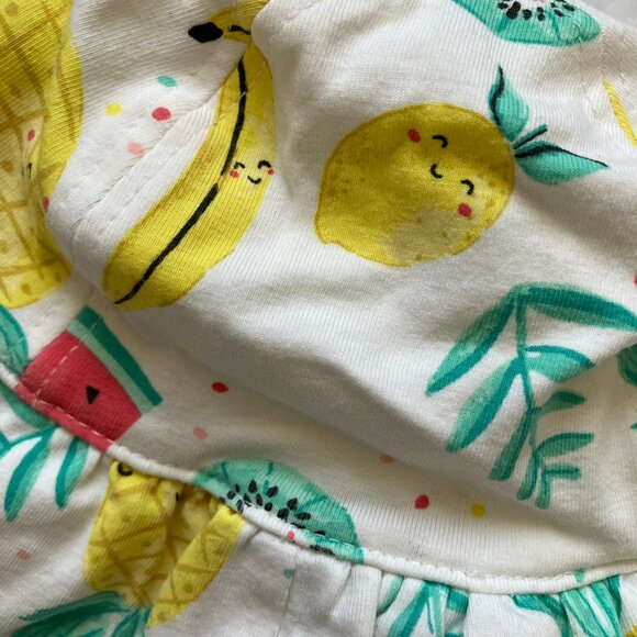 Baby Sun Hat 3-12M | Summer White Fruit Stripe Reversible GUC - Picture 6 of 11
